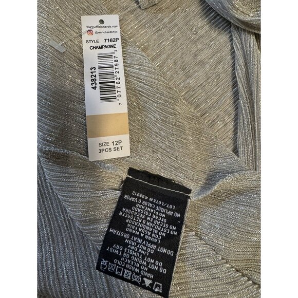 R & M Richards 10P 12P Pant Suit Top Suit Jacket Silver Metallic Party NEW $190 - Picture 10 of 11